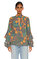 Bcbg Max Azria Çiçek Desenli Fular Yaka Yeşil Bluz #4