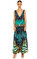 Camilla V Yaka Uzun Mavi-Yeşil Elbise #2
