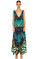 Camilla V Yaka Uzun Mavi-Yeşil Elbise #3