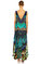 Camilla V Yaka Uzun Mavi-Yeşil Elbise #5