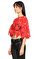 Guess Çiçek Desenli Kırmızı Bluz #4