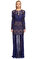 Tadashi Dantelli Uzun Lacivert Gece Elbisesi #1