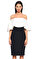 Ml Monique Lhuillier Kayık Yaka Siyah-Beyaz Elbise #2