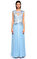 Tadashi İşleme Detaylı Uzun Mavi Gece Elbisesi #1