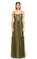 Alberta Ferretti Dantelli Yeşil-Pudra Uzun Elbise #1