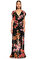 Pinko Çiçekli Kruvaze Siyah Uzun Elbise #2
