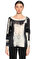 Donna Karan Desenli Krem-Siyah Bluz #1