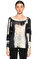Donna Karan Desenli Krem-Siyah Bluz #3