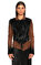 Donna Karan Deri Siyah Kahverengi Ceket #3