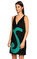 Versace V Yaka Siyah Yeşil Elbise #3
