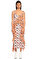 Kenzo Çiçek Desenli Midi Pembe Turuncu Elbise #1