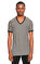 Serdar Uzuntaş Çizgili V Yaka Bej Siyah T-Shirt #1