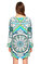 Emilio Pucci Desenli Mini yeşil Mavi Elbise #4