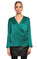 Full Figure Kruvaze İpek Yeşil Bluz #3