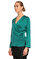 Full Figure Kruvaze İpek Yeşil Bluz #4