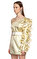 Recep Demiray Fırfır Detaylı Tek Kollu Mini Altın Rengi Elbise #4