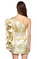 Recep Demiray Fırfır Detaylı Tek Kollu Mini Altın Rengi Elbise #5