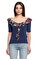 Just Cavalli Yakası Desenli Lacivert T-Shirt #1