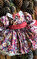 La Pomme Bordo Çiçekli İpek Kuşaklı Kabarık Elbise 2-3 Yaş #1
