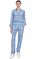 Victoria Beckham Kareli Geniş Kesim Mavi Pantolon #4