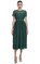 Dark Green Floral Guipure Midi Elbise #1