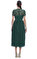 Dark Green Floral Guipure Midi Elbise #3