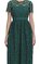 Dark Green Floral Guipure Midi Elbise #4