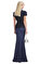 Navy Metallic Boucle Maxi Elbise #3