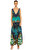 Camilla V Yaka Uzun Mavi-Yeşil Elbise