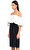 Ml Monique Lhuillier Kayık Yaka Siyah-Beyaz Elbise
