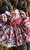 La Pomme Bordo Çiçekli İpek Kuşaklı Kabarık Elbise 2-3 Yaş