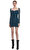 Teal Shirred Powermesh Mini Elbise