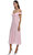 Pink Gingham Print Chiffon Midi Elbise