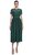 Dark Green Floral Guipure Midi Elbise