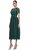 Dark Green Floral Guipure Midi Elbise