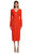 Orange Stretch Crepe Midi Elbise