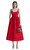 Red Taffeta Diamante Midi Elbise