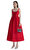 Red Taffeta Diamante Midi Elbise
