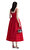 Red Taffeta Diamante Midi Elbise