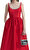 Red Taffeta Diamante Midi Elbise