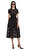 Black Lace Velvet Bow Midi Elbise