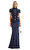 Navy Metallic Boucle Maxi Elbise