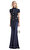 Navy Metallic Boucle Maxi Elbise