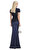 Navy Metallic Boucle Maxi Elbise
