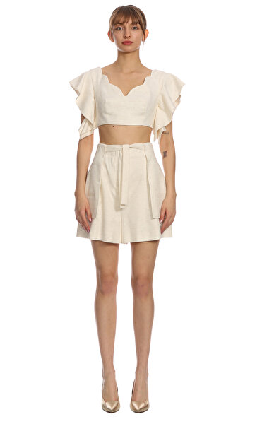 Lila Mie Krem Rengi Crop Top