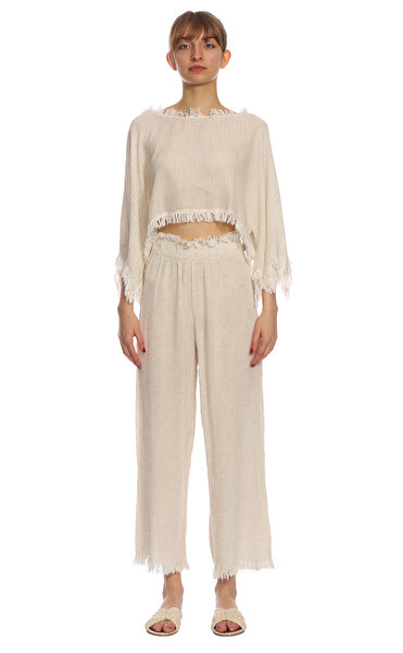 İKİKIZ Krem Rengi Crop Top