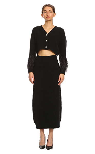 Vque Siyah Simli Etek