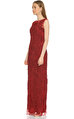 Js Collections Gül Desenli Kırmızı Gece Elbisesi