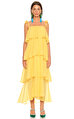 Mds Askılı Midi Sarı Elbise