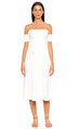 Juicy Couture Kayık Yaka Midi Beyaz Elbise